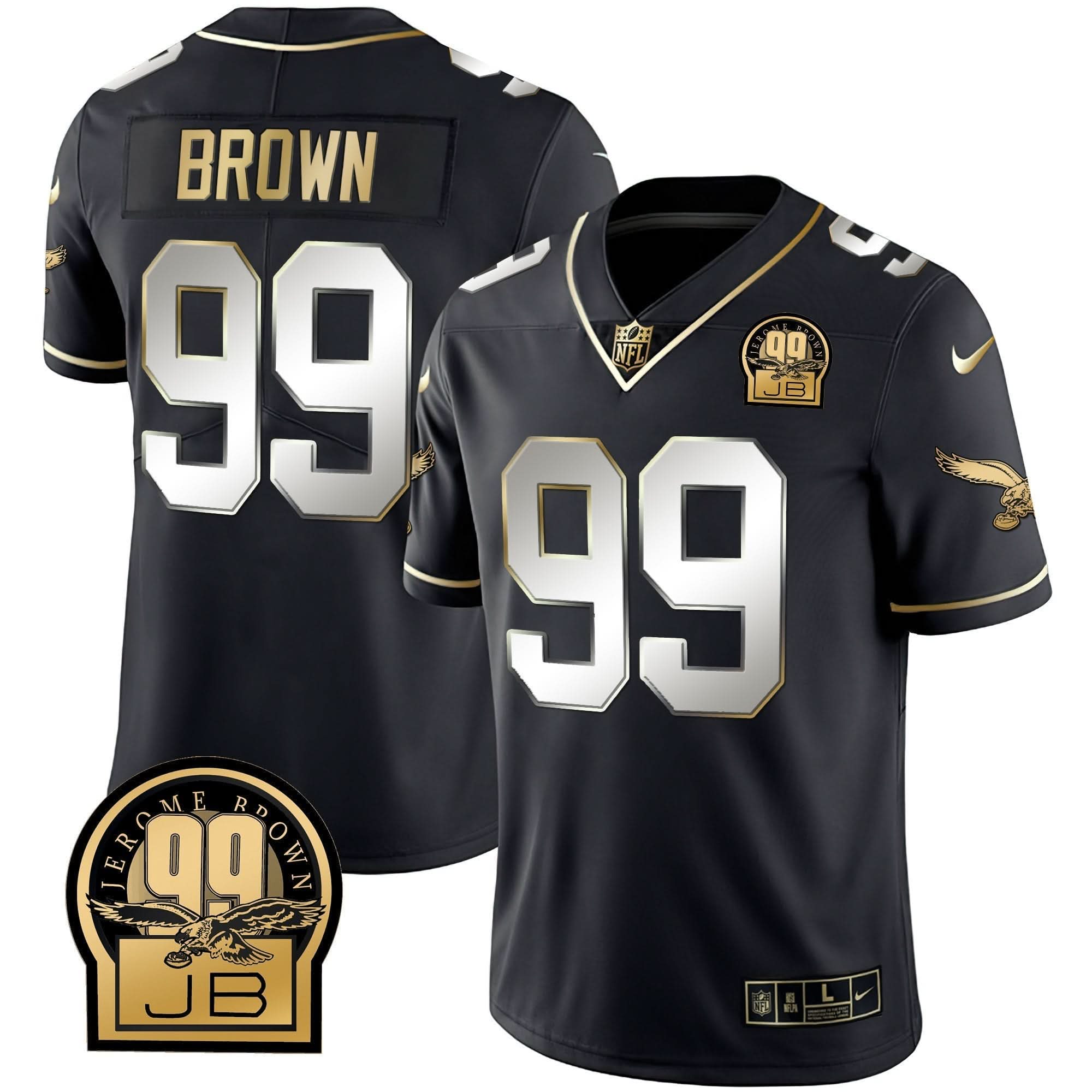 PHI Jerome Brown Retired Patch Gold & Kelly Jersey