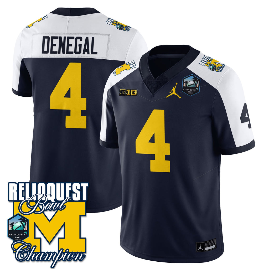 Men's Michigan Wolverines 2024 ReliaQuest Bowl Champions Jersey - All Stitched