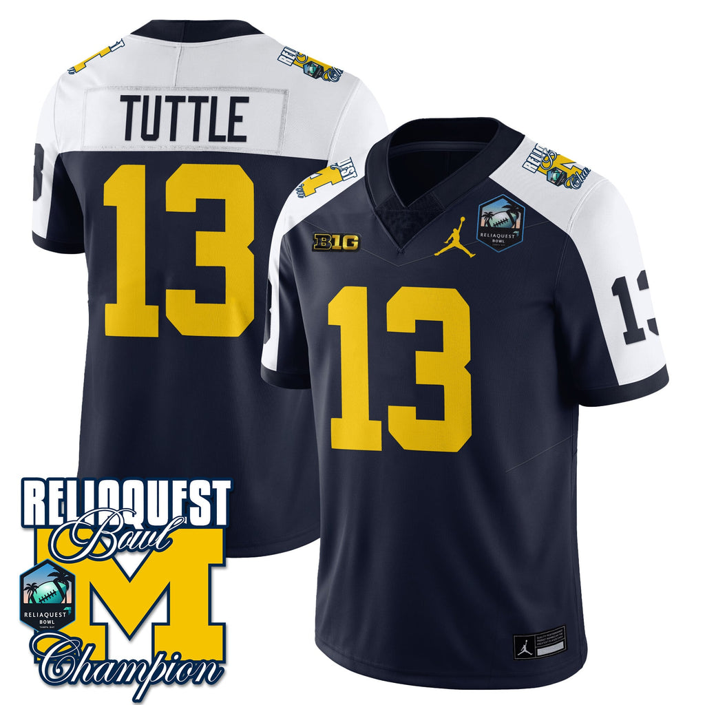 Men's Michigan Wolverines 2024 ReliaQuest Bowl Champions Jersey - All Stitched