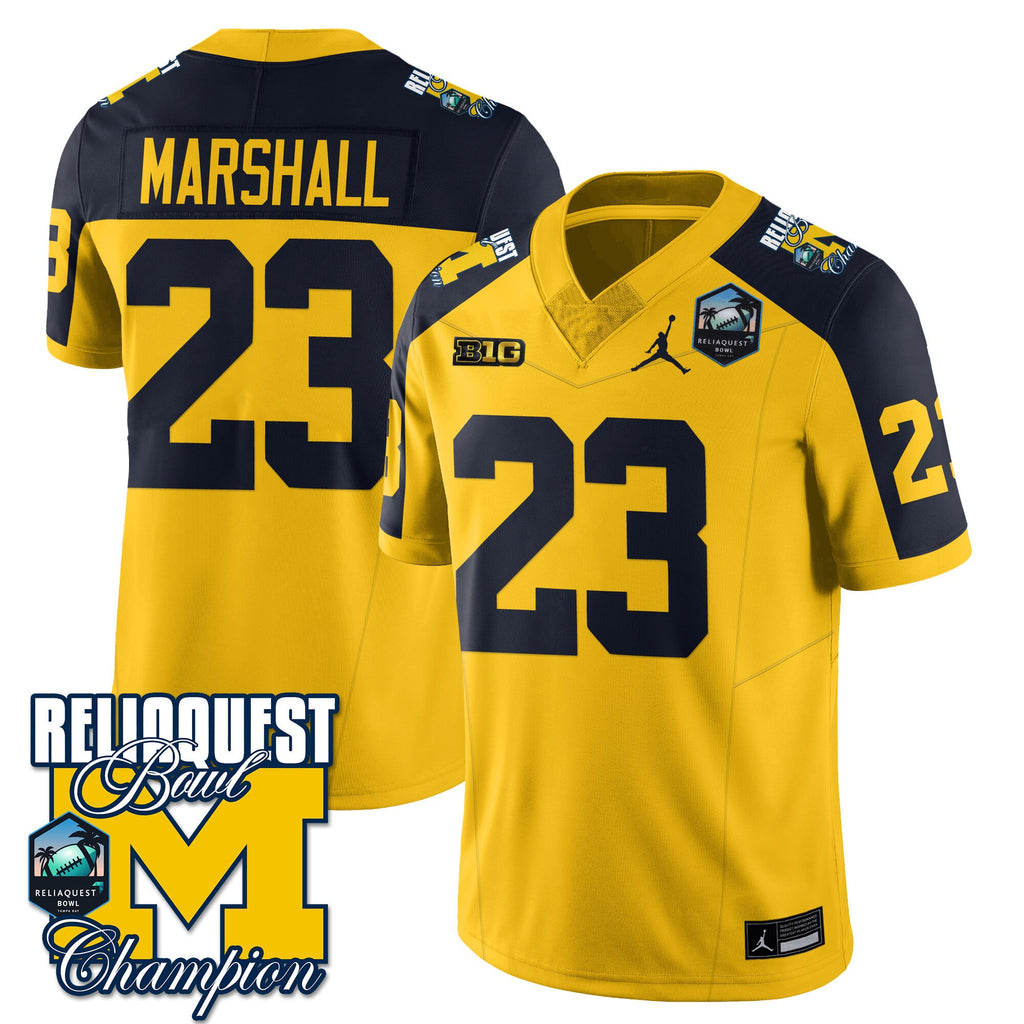Men's Michigan Wolverines 2024 ReliaQuest Bowl Champions Jersey - All Stitched