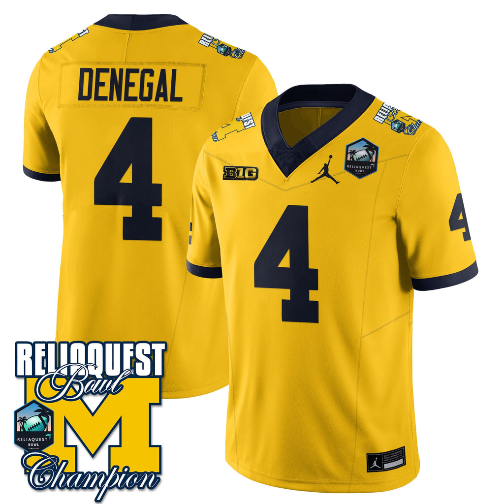 Men's Michigan Wolverines 2024 ReliaQuest Bowl Champions Jersey - All Stitched