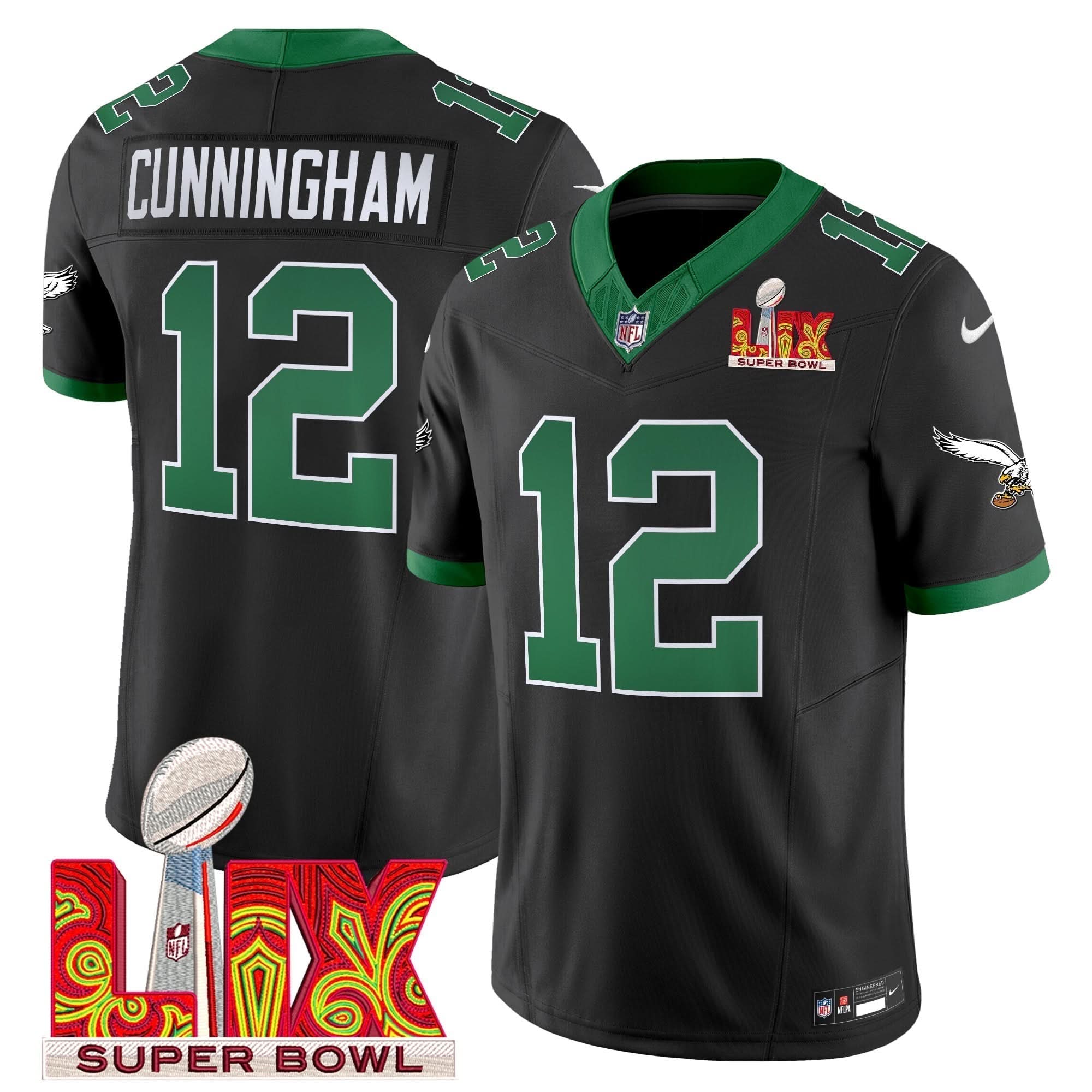 PE Kelly Green Super Bowl LIX Patch Vapor Limited Jersey