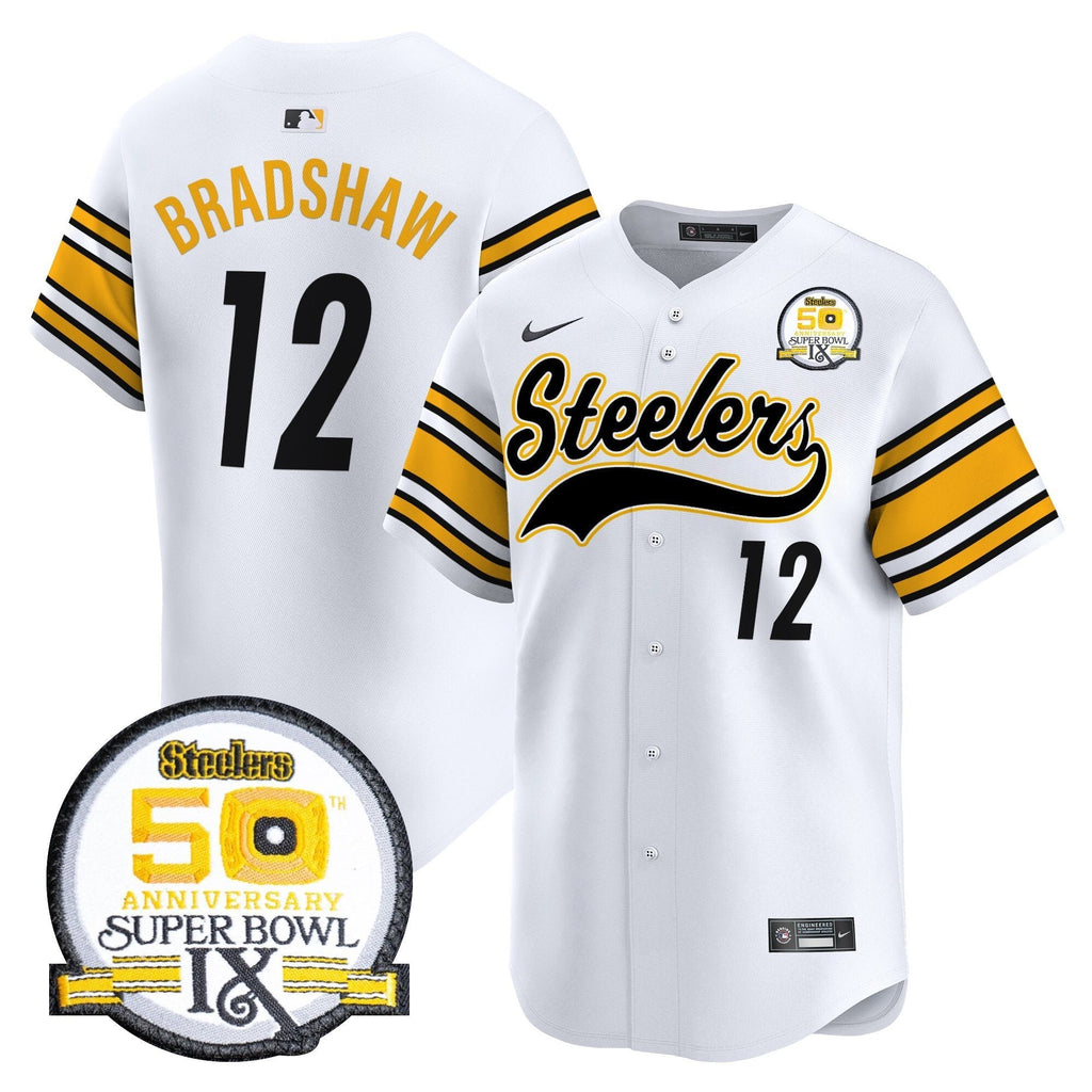 PIT 50th Anniversary Of Super Bowl IX Patch Vapor Premier Baseball Jersey - All Stitched