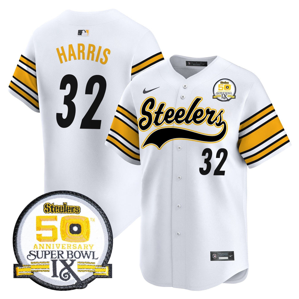 PIT 50th Anniversary Of Super Bowl IX Patch Vapor Premier Baseball Jersey - All Stitched
