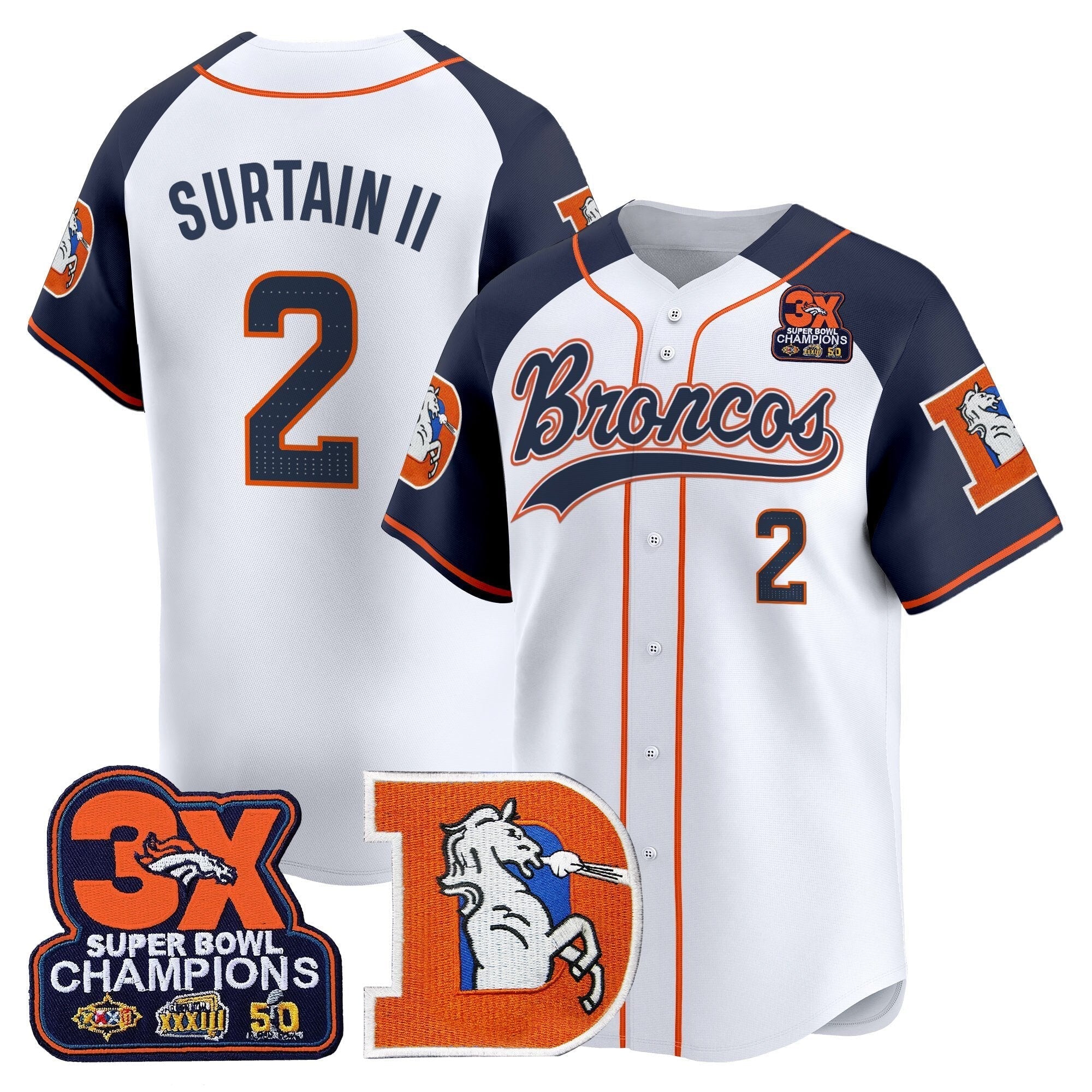 DEN Throwback Vapor Baseball Jersey - All Stitched