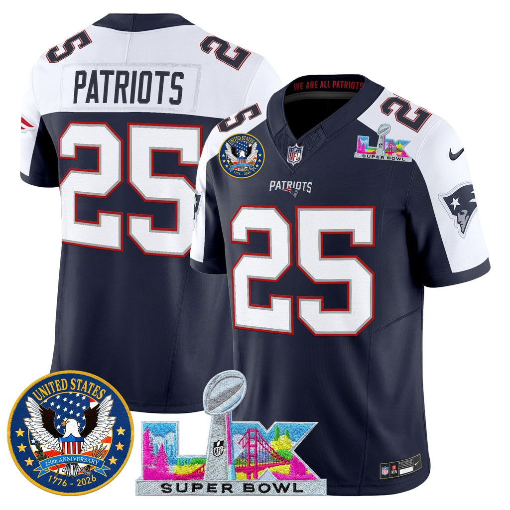 NE "Super Bowl LX & United States 250th Patch" Vapor Limited Jersey