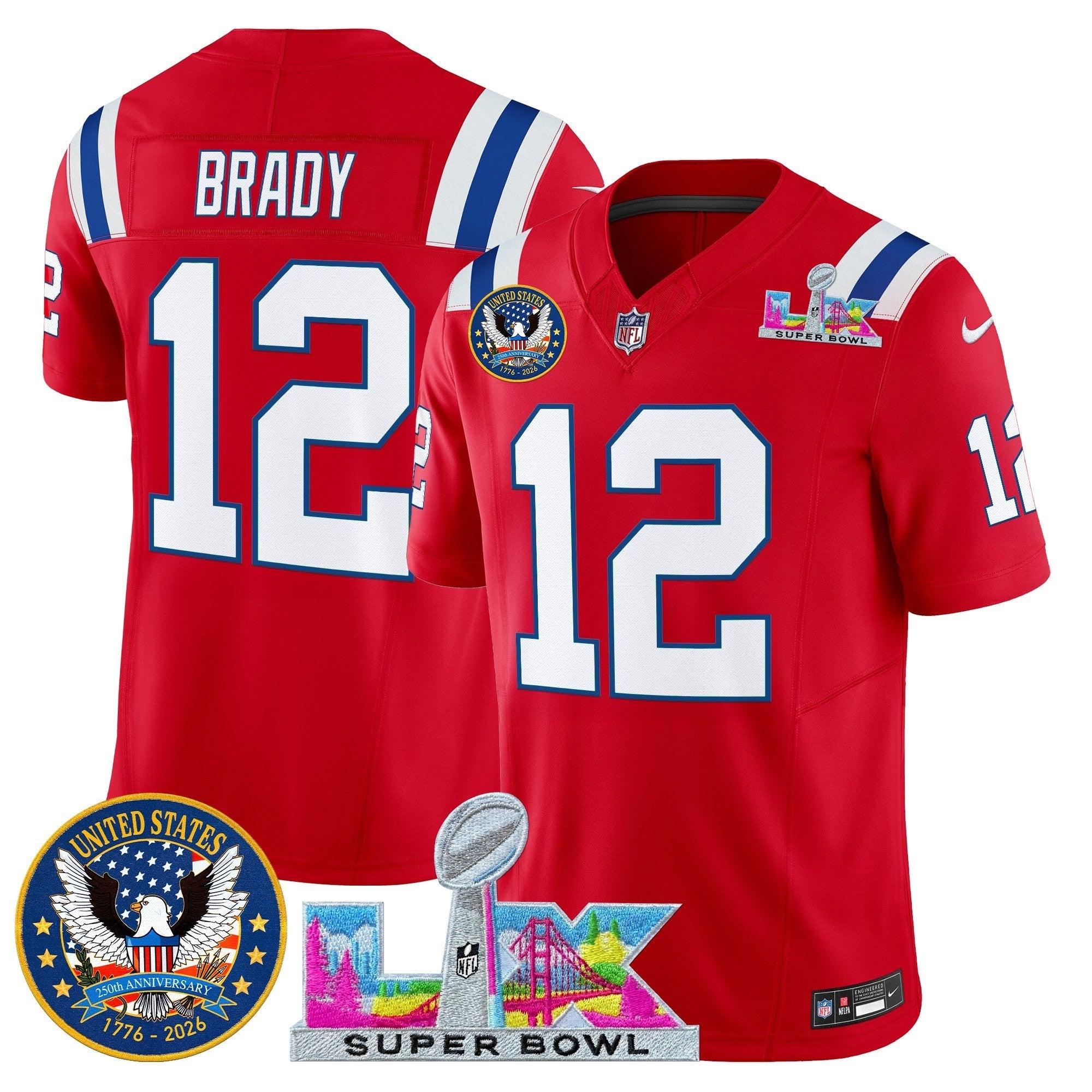 NE "Super Bowl LX & United States 250th Patch" Vapor Limited Jersey