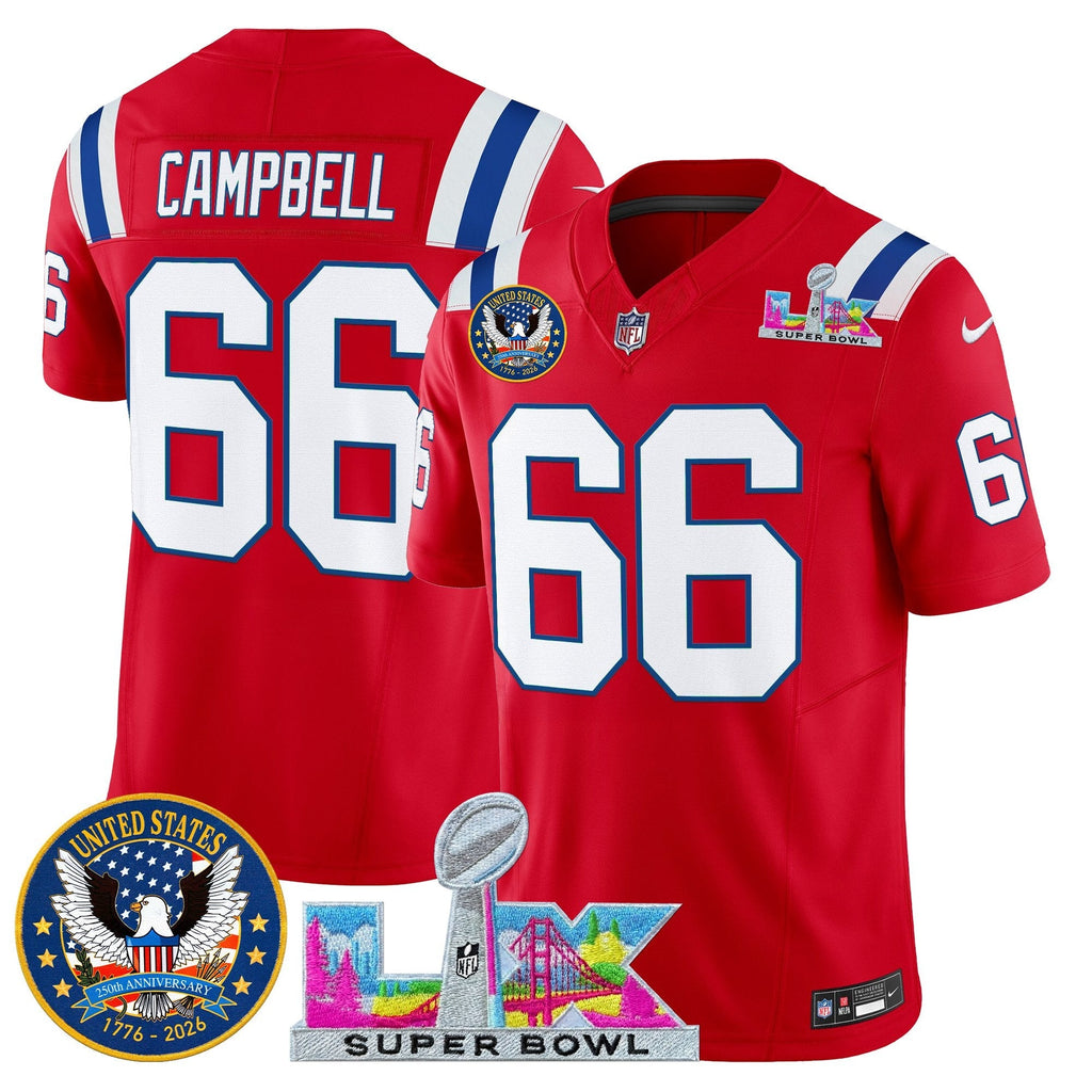 NE "Super Bowl LX & United States 250th Patch" Vapor Limited Jersey