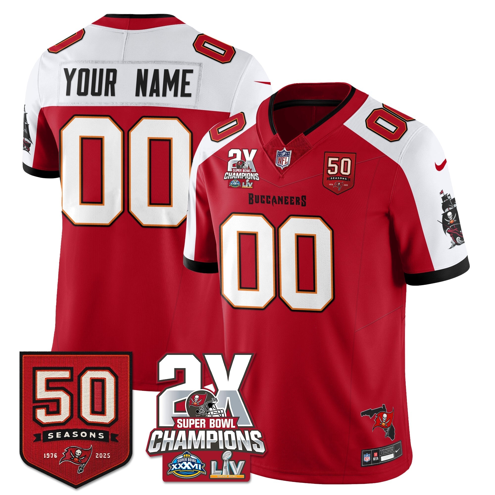 TB 2-Time Champions Patch Vapor Limited Jersey