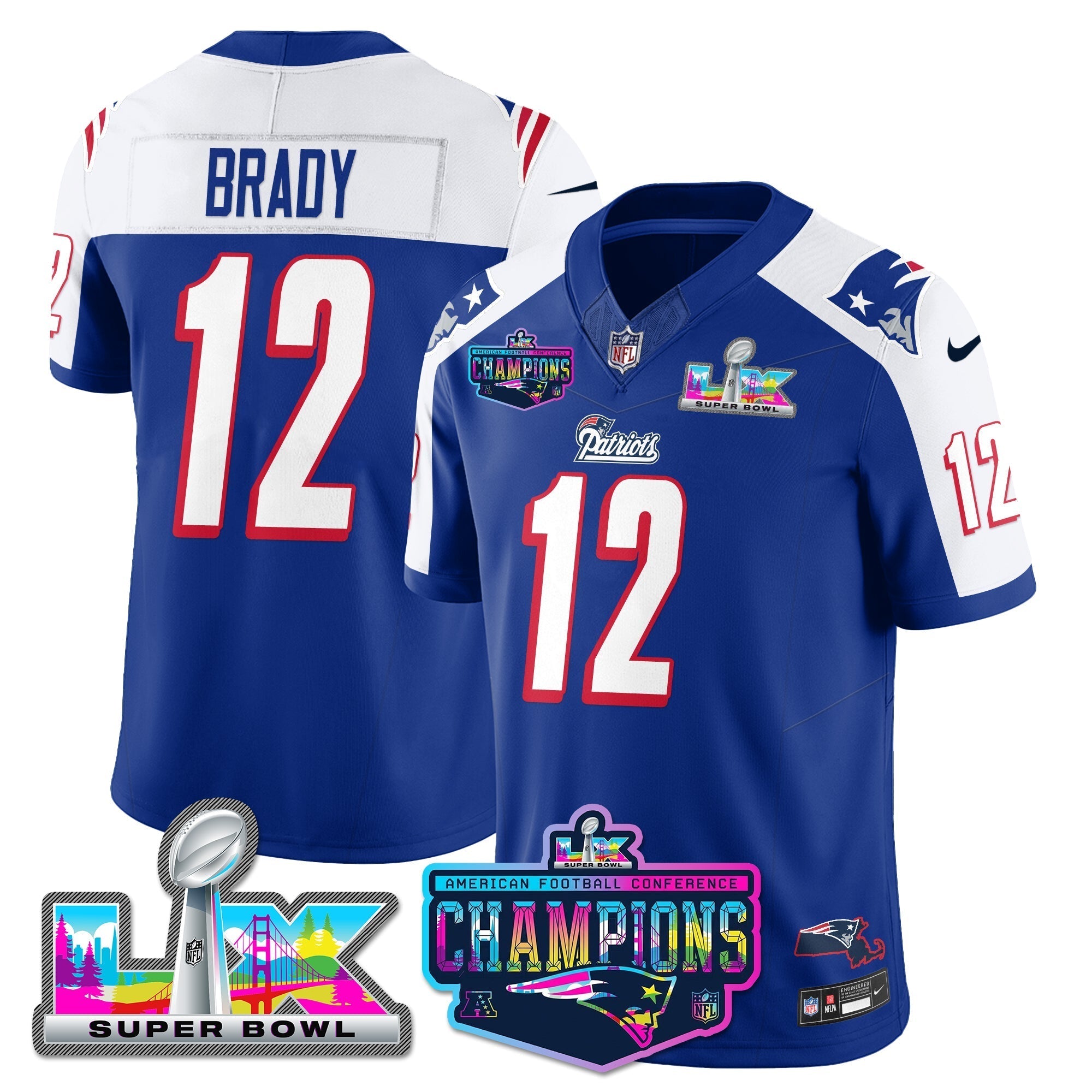 NE 1996 Throwback Limited Vapor Jersey - 2025 AFC Champions Limited Patch