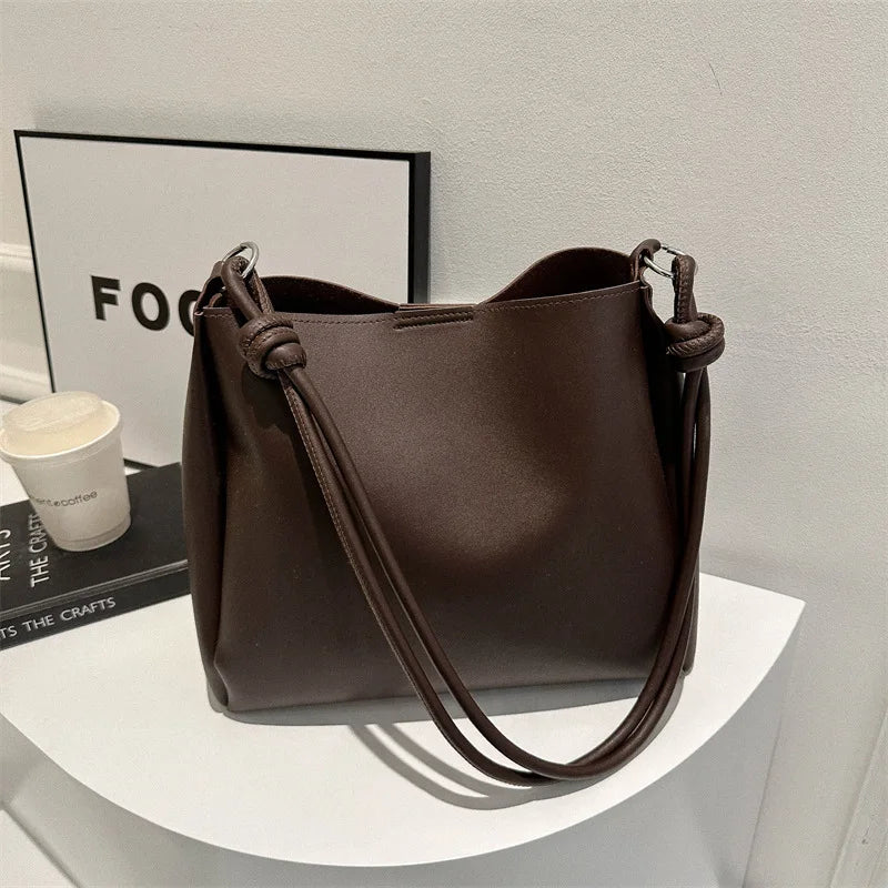 Commuting Korean Version Large Capacity Fashionable Bag for Women, Leather Shoulder Bag for Women, Solid Color Tote Bags