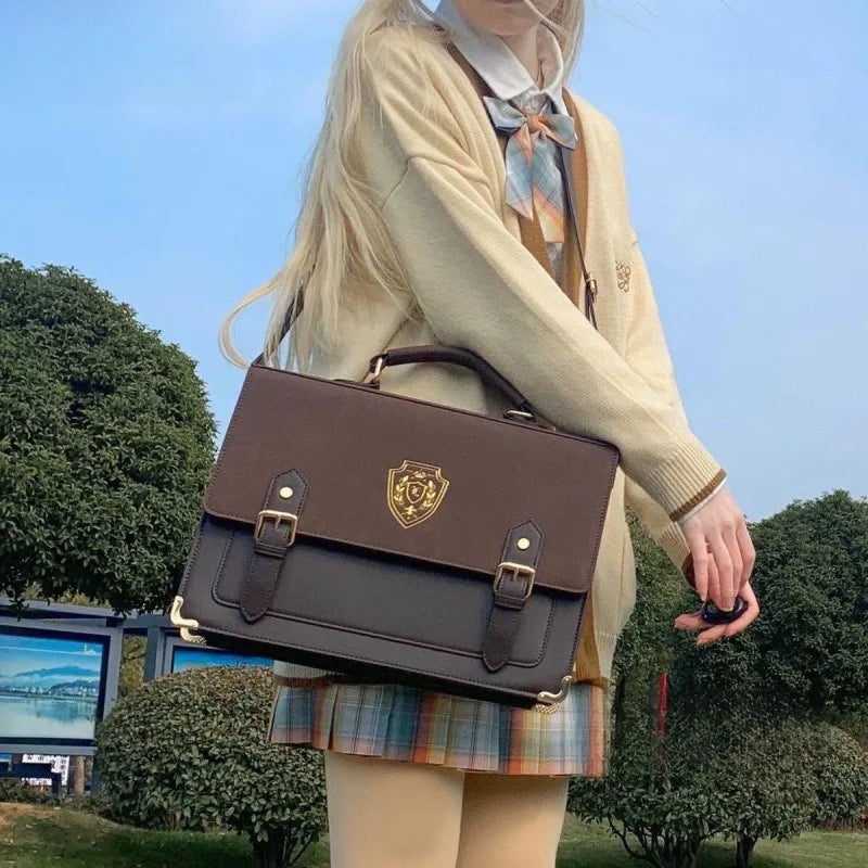 Jingchuan University jk uniform bag college wind one shoulder crossbody portable student women's bag badge retro double shoulder