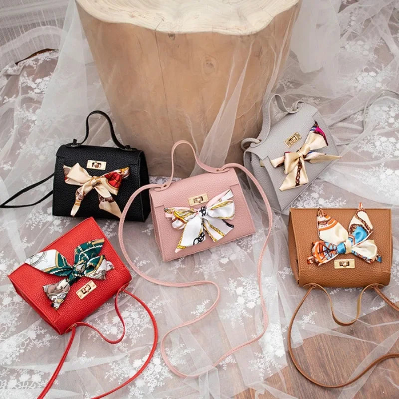 2024 New Women Ribbon PU Leather Bow Decor Mini Flap Hangbag Ladies Fashion Wallet Shoulder Messenger Crossbody Bag Totes Wallet