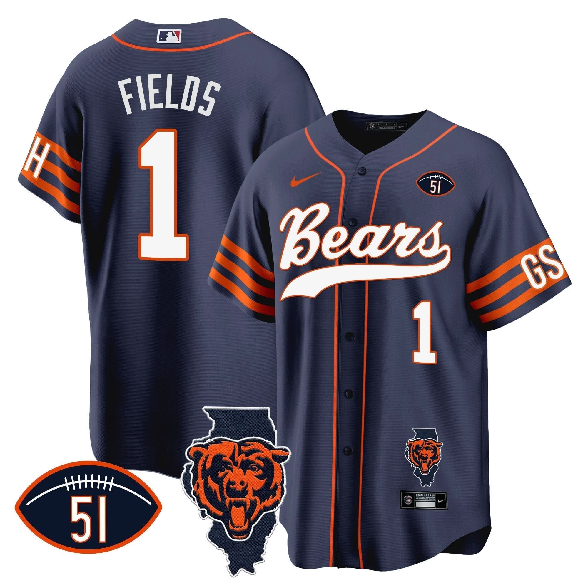CHI Illinois Patch Baseball Jersey - All Stitched