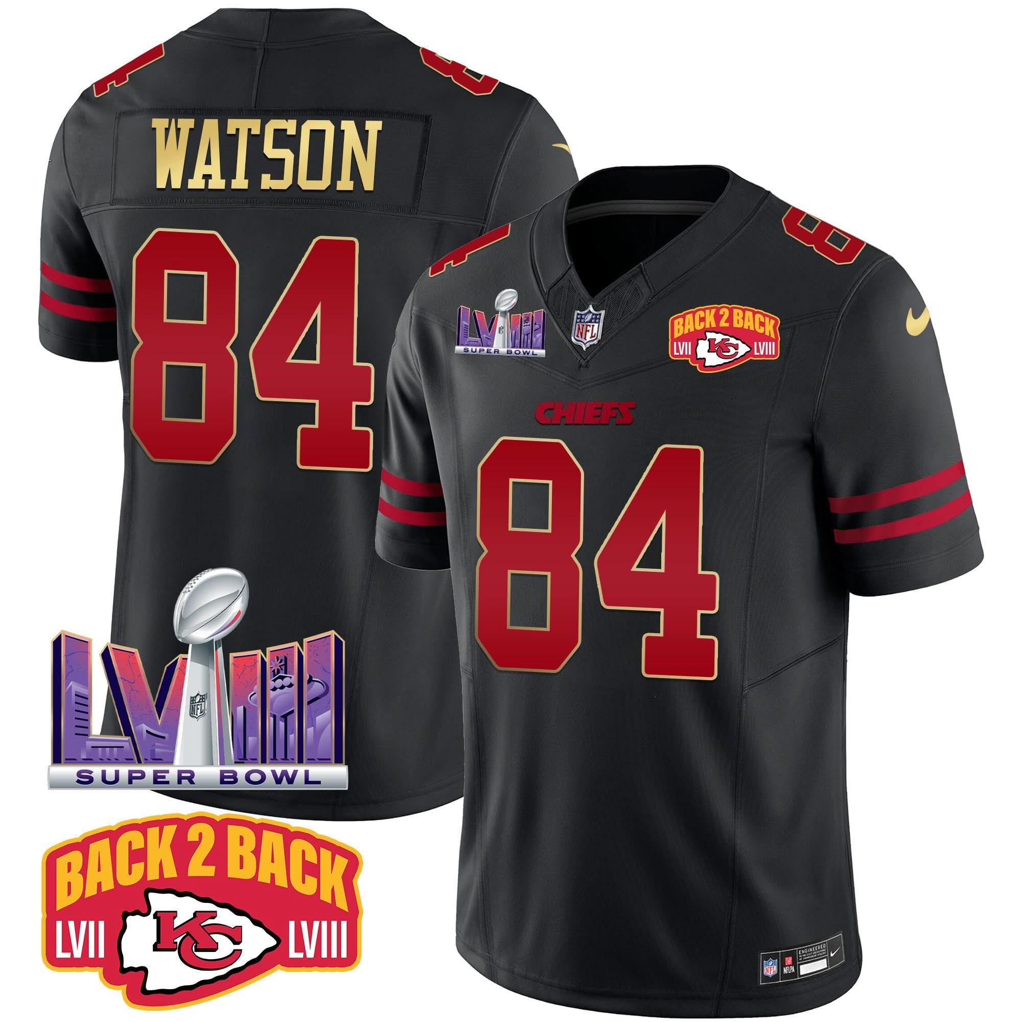 KC Super Bowl LVIII & Back 2 Back Patch Vapor Jersey