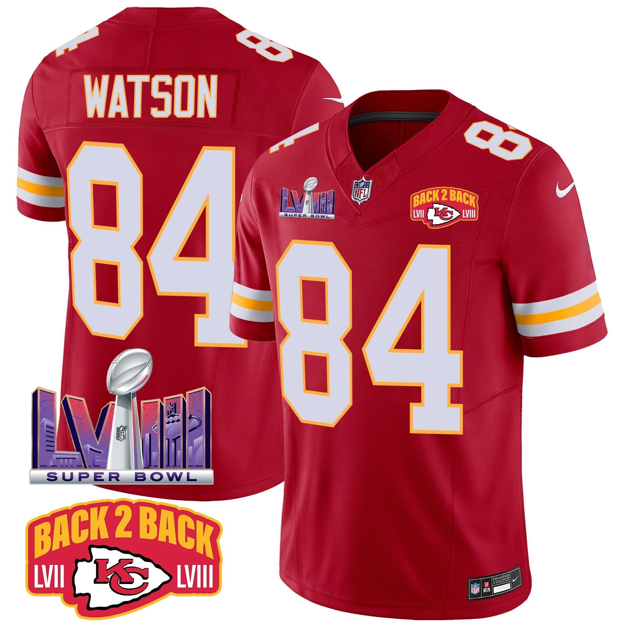 KC Super Bowl LVIII & Back 2 Back Patch Vapor Jersey