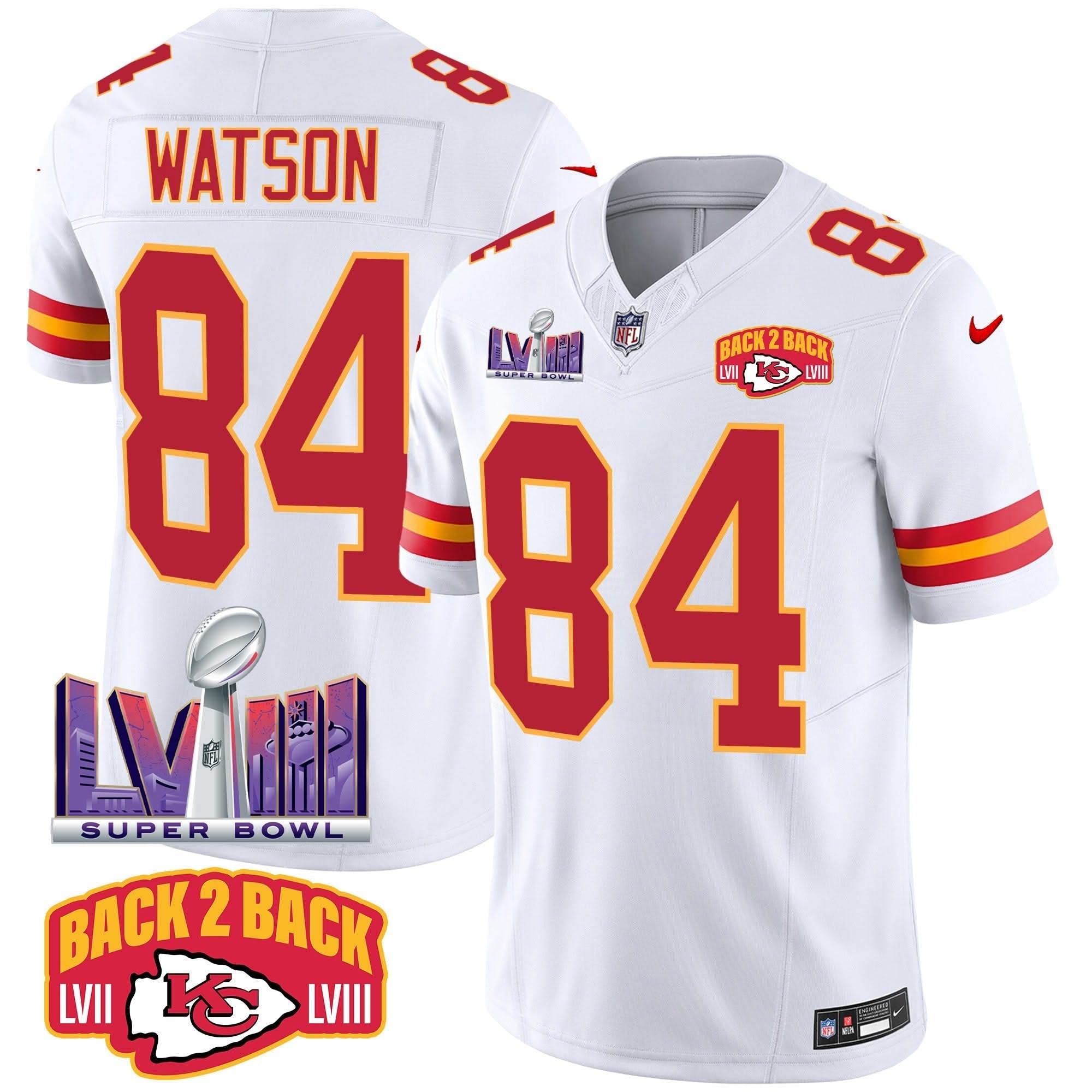 KC Super Bowl LVIII & Back 2 Back Patch Vapor Jersey