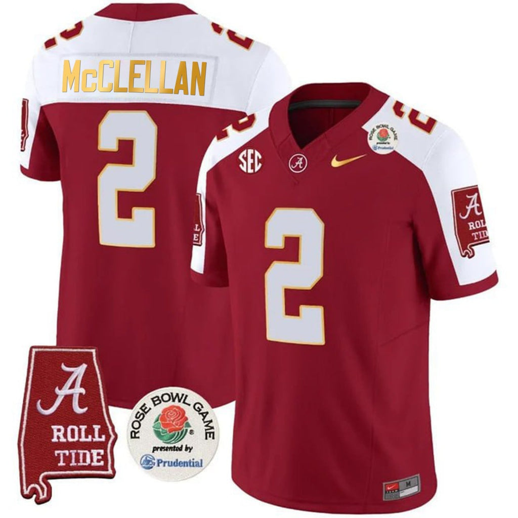 Men's Alabama Crimson Tide Rose Bowl Patch Gold Trim Vapor Limited Jersey - All Stitched