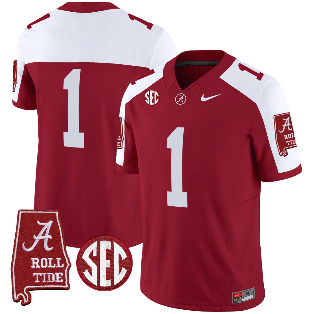 Men's Alabama Crimson Tide Vapor Limited Jersey V5 - Alabama Map - All Stitched