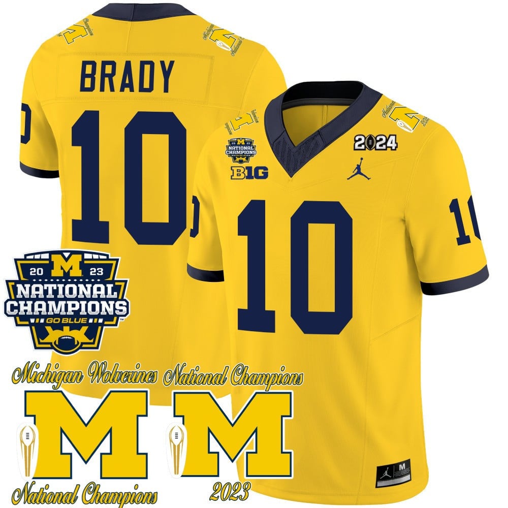 Men's Michigan Wolverines CFP 2023 National Champions Patch Vapor Jersey - All Stitched