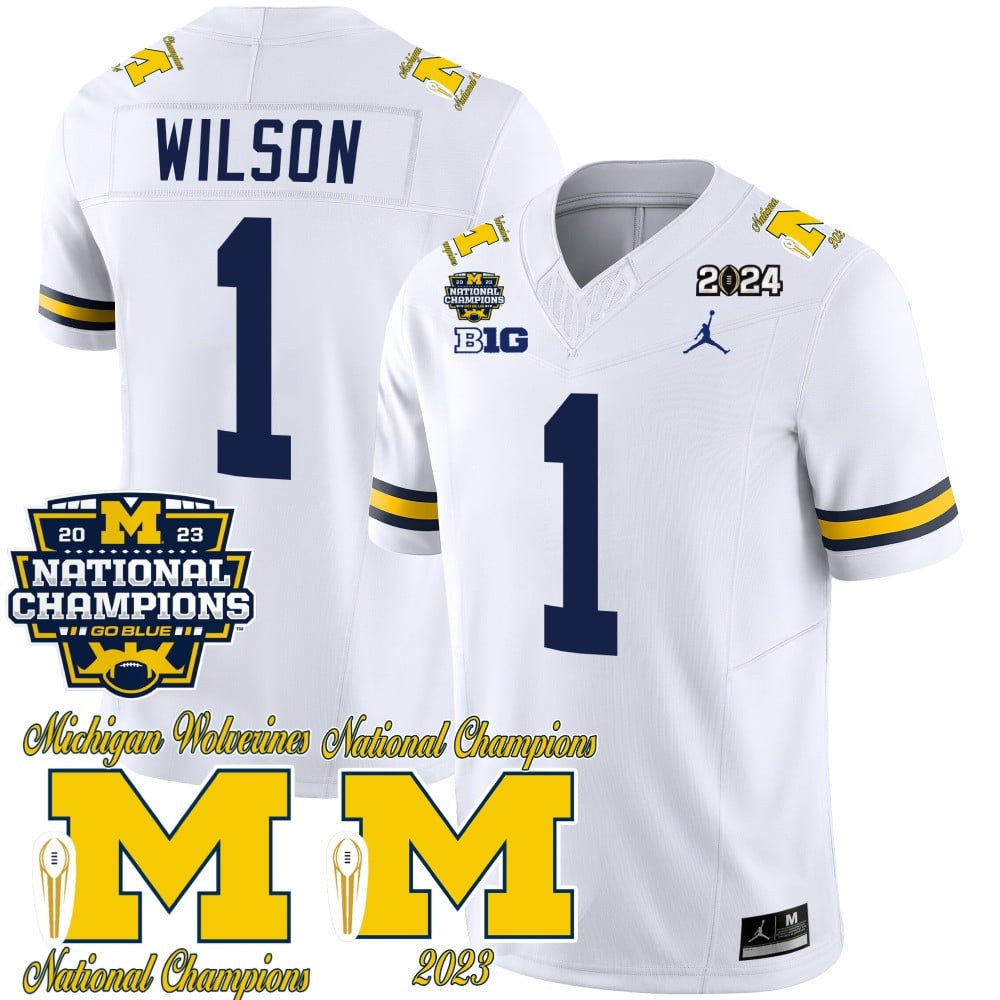 Men's Michigan Wolverines CFP 2023 National Champions Patch Vapor Jersey - All Stitched