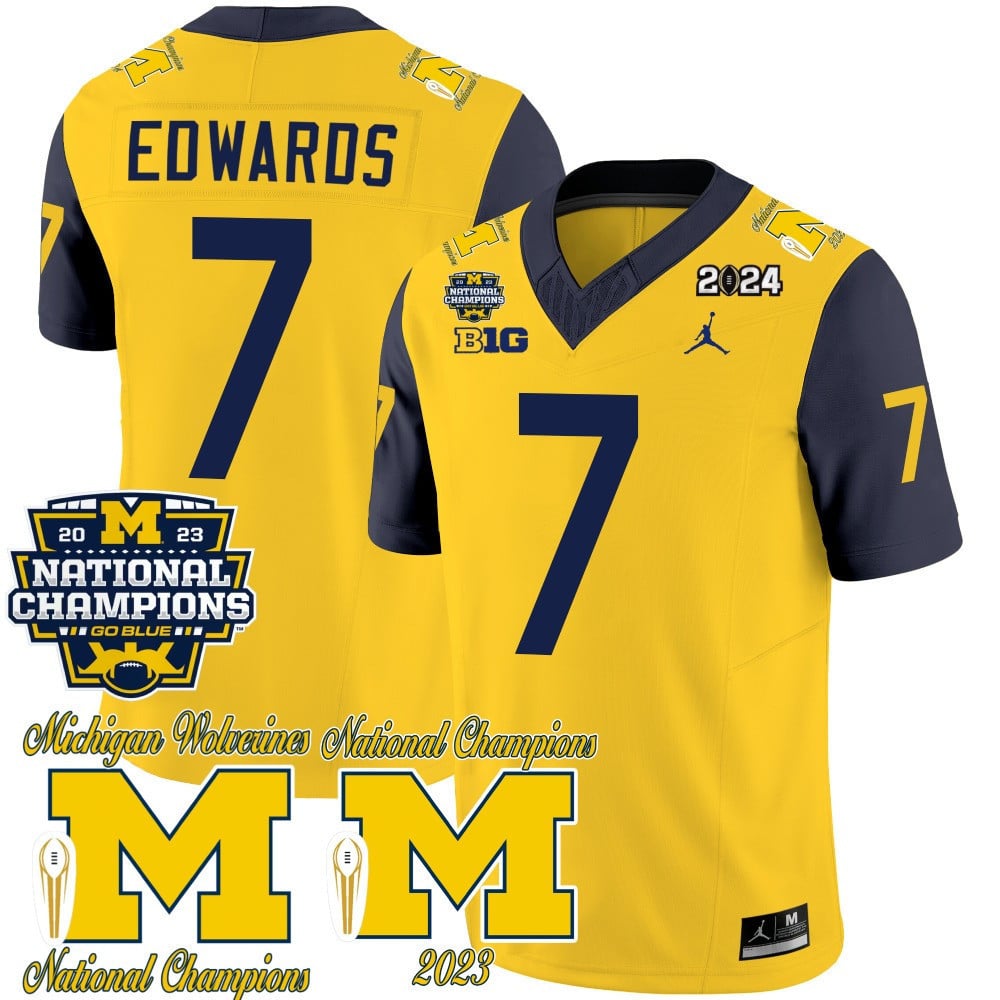Men's Michigan Wolverines CFP 2023 National Champions Patch Vapor Jersey - All Stitched