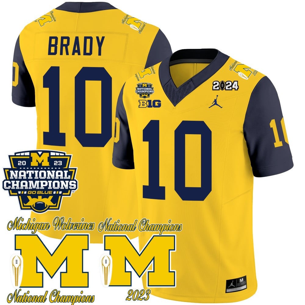 Men's Michigan Wolverines CFP 2023 National Champions Patch Vapor Jersey - All Stitched