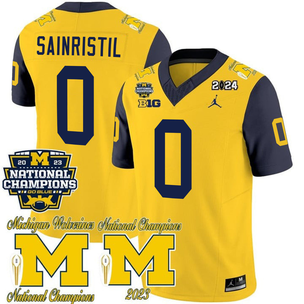 Men's Michigan Wolverines CFP 2023 National Champions Patch Vapor Jersey - All Stitched