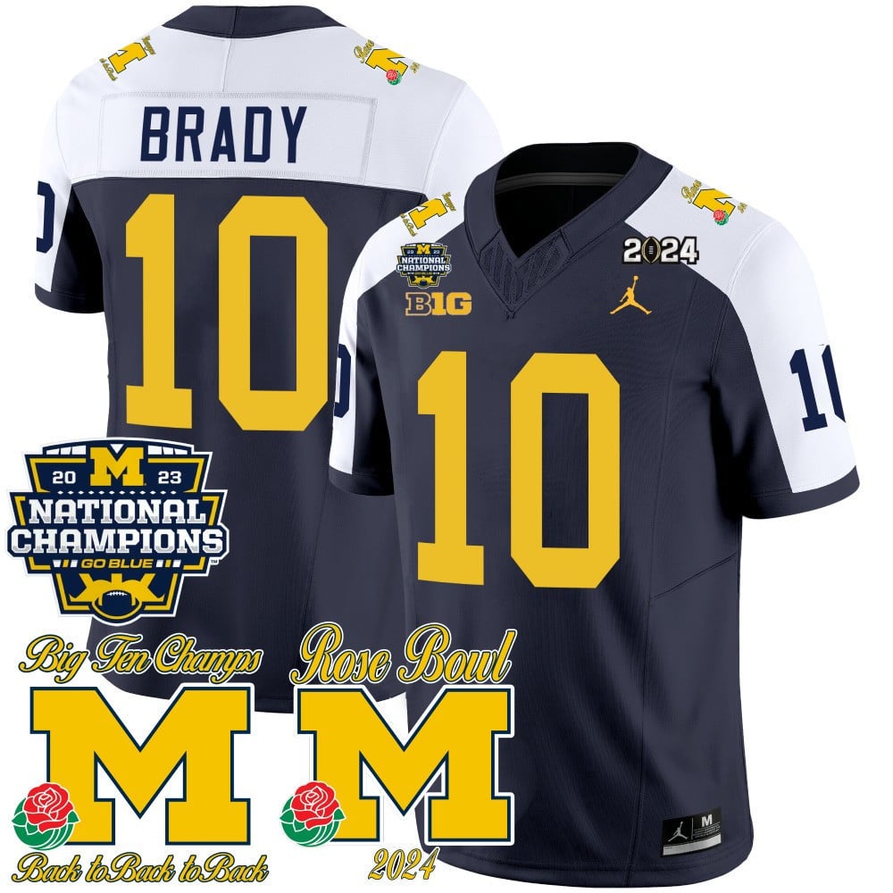 Men's Michigan Wolverines 2023 National Champions & Rose Bowl Patch Vapor Jersey - All Stitched