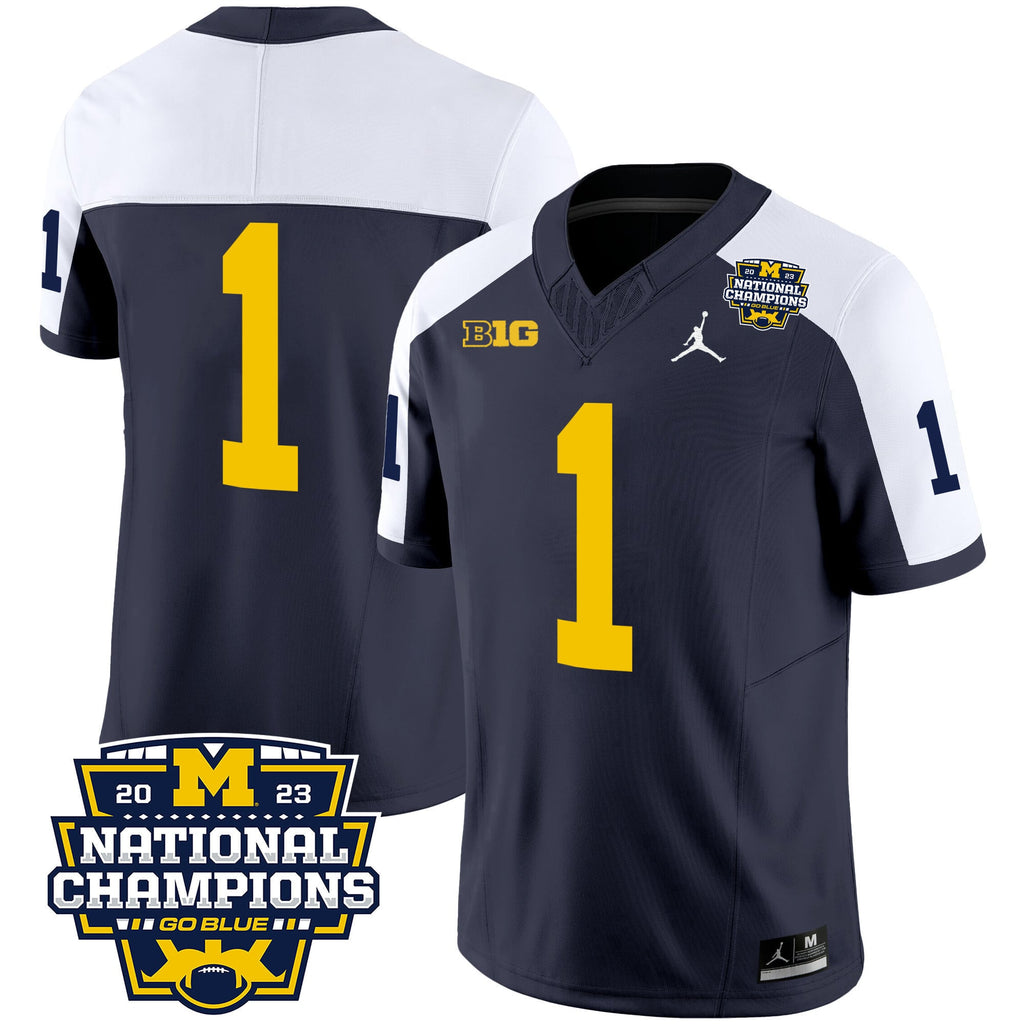 Men's Michigan Wolverines 2023 National Champions Patch Vapor Jersey V2 - All Stitched