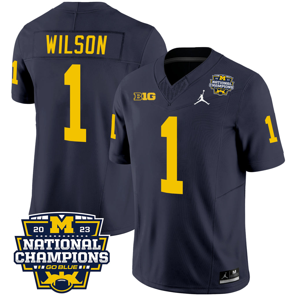 Men's Michigan Wolverines 2023 National Champions Patch Vapor Jersey V2 - All Stitched