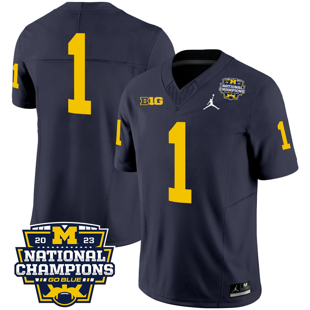 Men's Michigan Wolverines 2023 National Champions Patch Vapor Jersey V2 - All Stitched