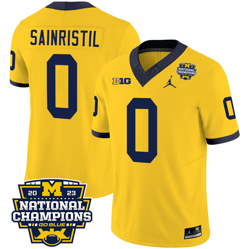 Men's Michigan Wolverines 2023 National Champions Patch Vapor Jersey V2 - All Stitched