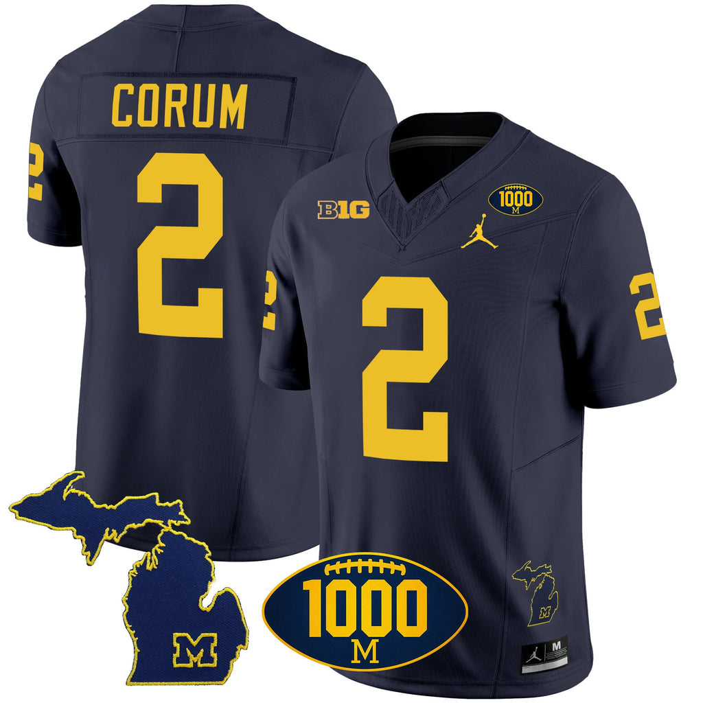 Men's Michigan Wolverines 1000 Wins Patch Vapor Jersey V3 - All Stitched