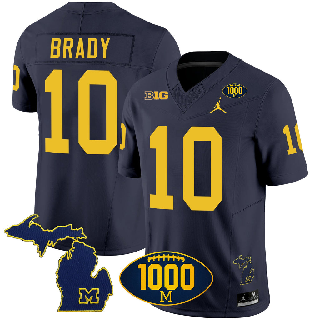 Men's Michigan Wolverines 1000 Wins Patch Vapor Jersey V3 - All Stitched