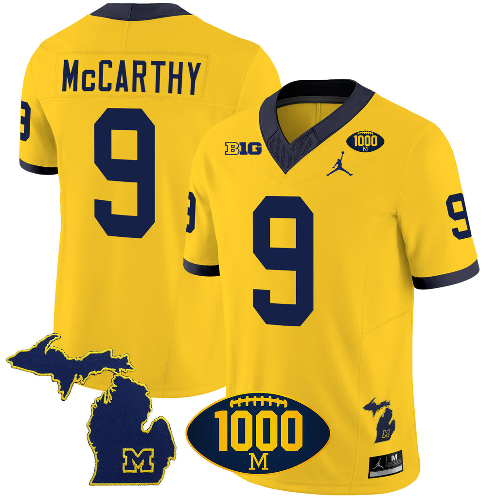 Men's Michigan Wolverines 1000 Wins Patch Vapor Jersey V3 - All Stitched