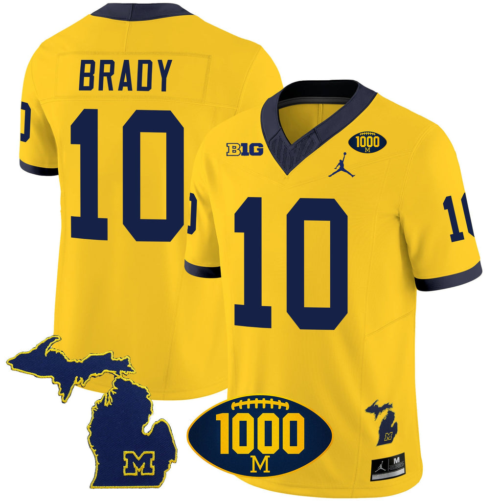 Men's Michigan Wolverines 1000 Wins Patch Vapor Jersey V3 - All Stitched