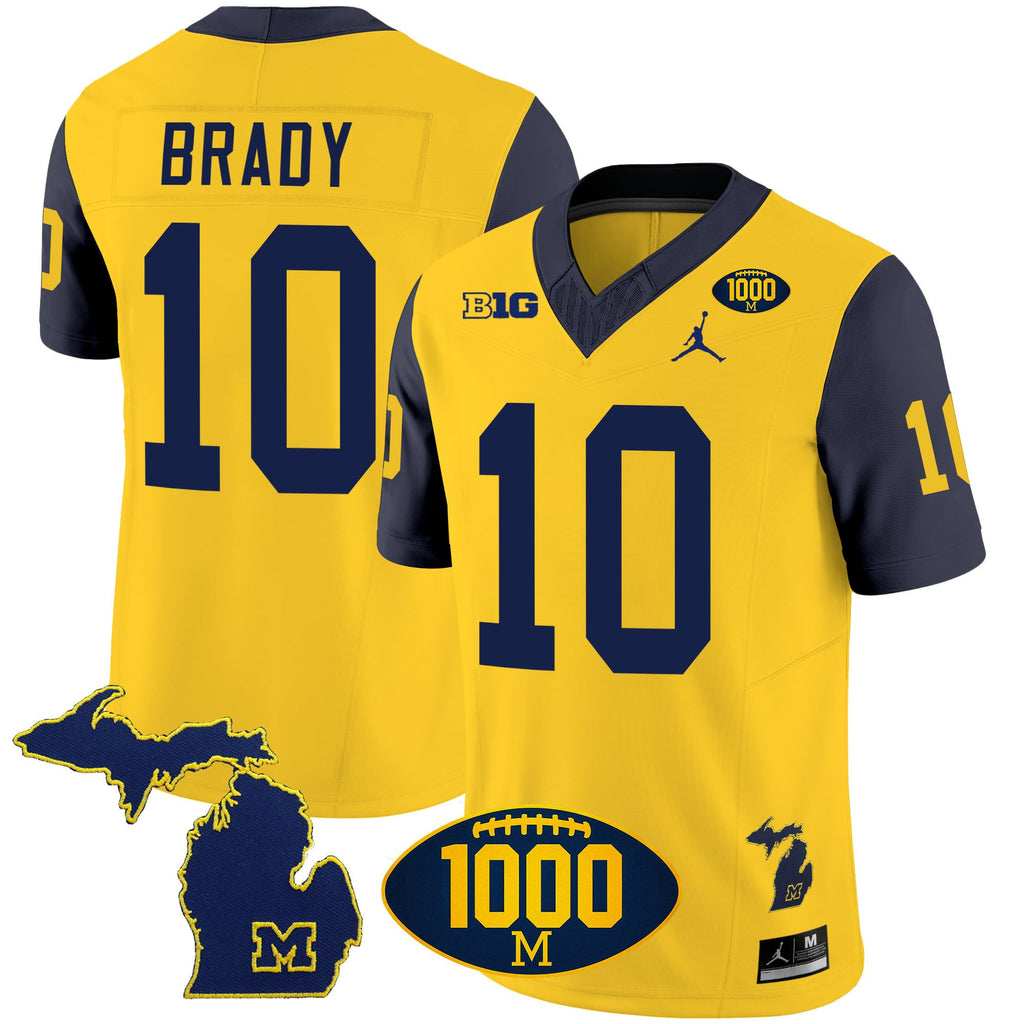 Men's Michigan Wolverines 1000 Wins Patch Vapor Jersey V3 - All Stitched