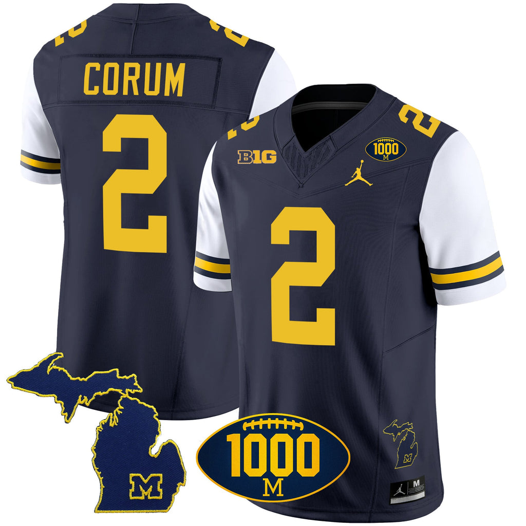 Men's Michigan Wolverines 1000 Wins Patch Vapor Jersey V3 - All Stitched