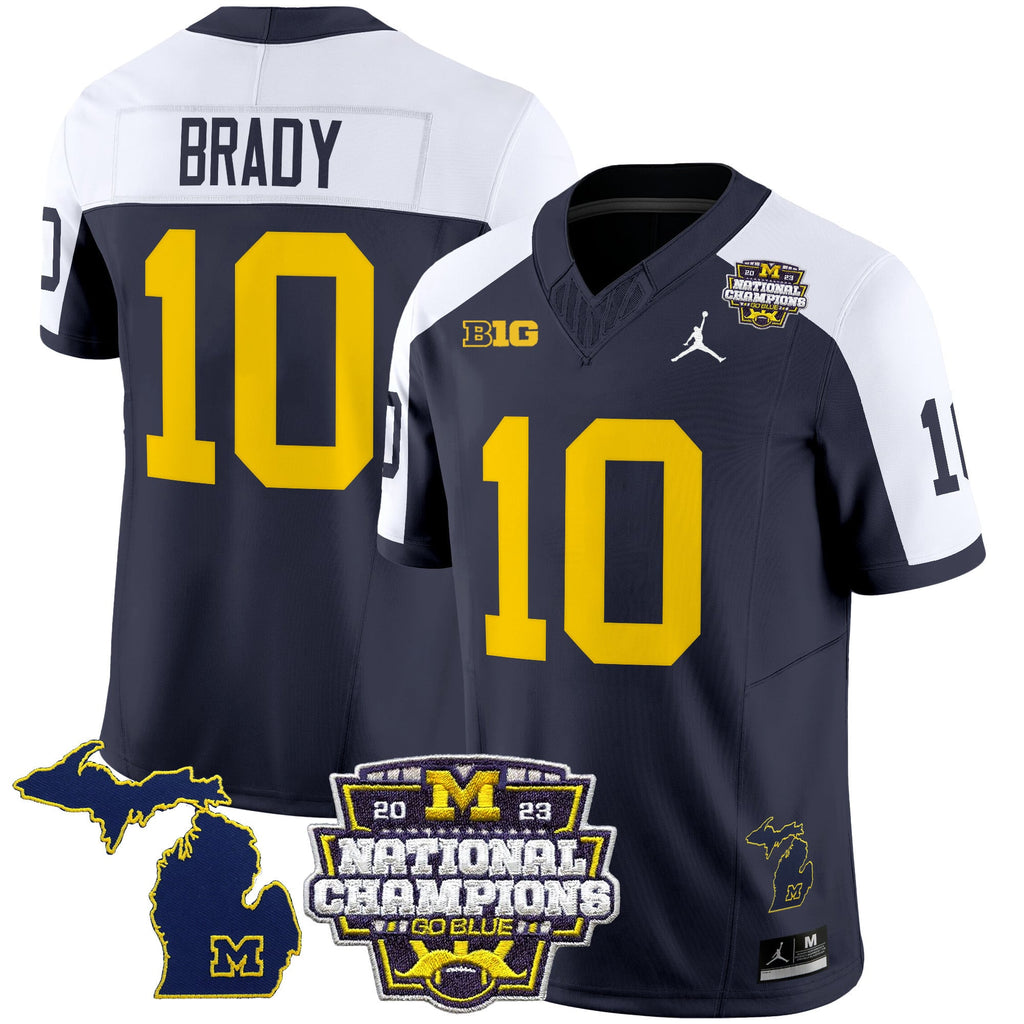 Men's Michigan Wolverines 2023 National Champions Patch Vapor Jersey V6 - All Stitched
