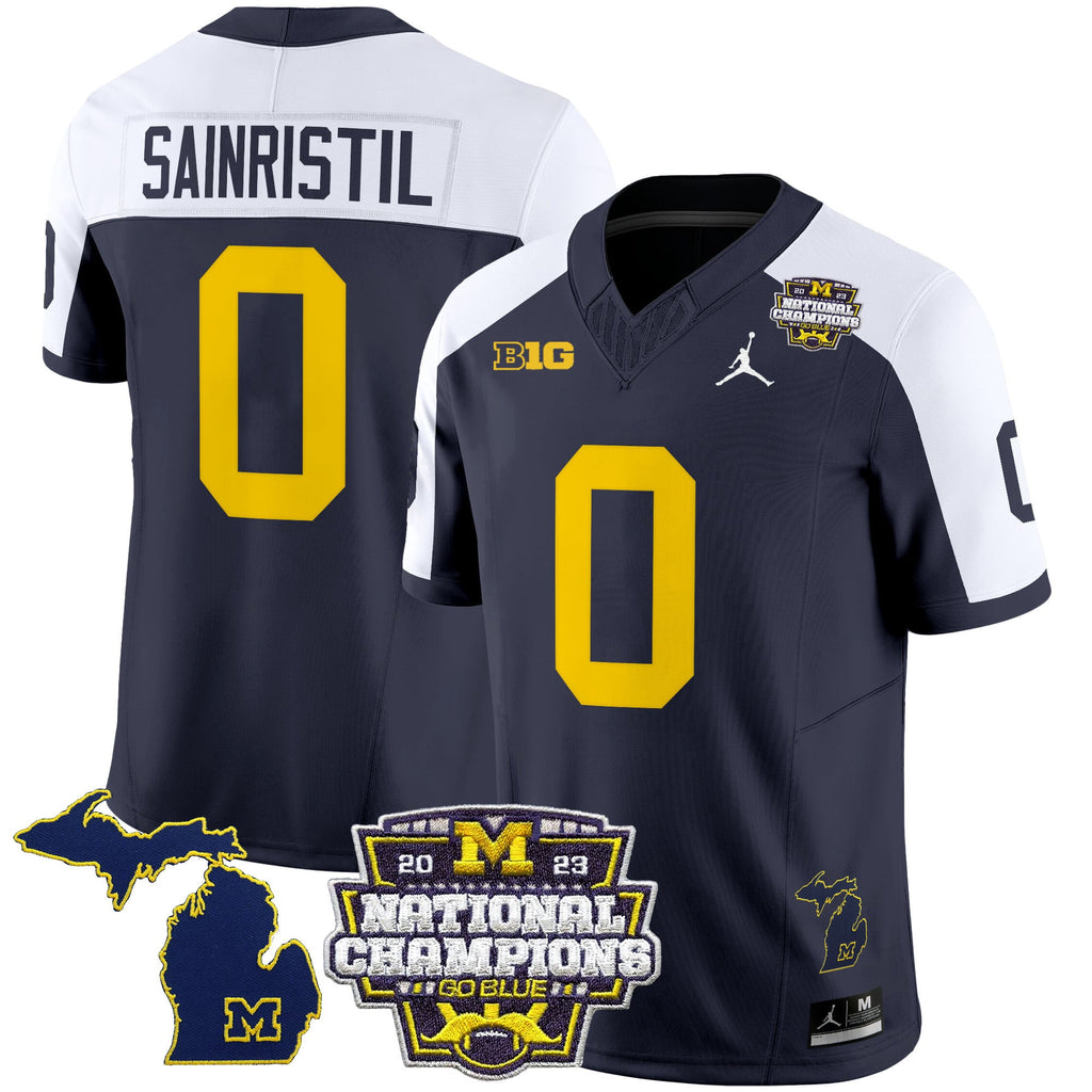 Men's Michigan Wolverines 2023 National Champions Patch Vapor Jersey V6 - All Stitched