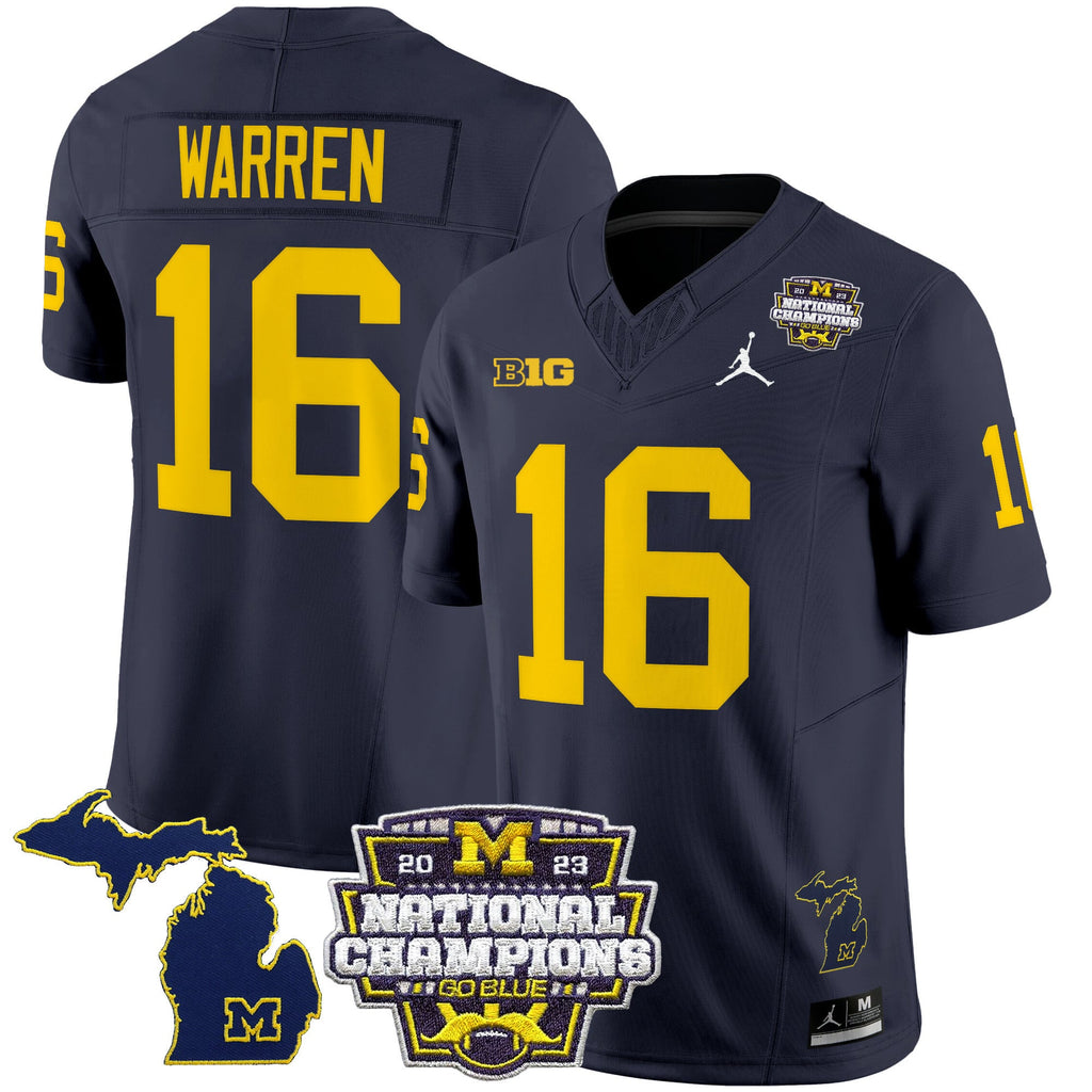 Men's Michigan Wolverines 2023 National Champions Patch Vapor Jersey V6 - All Stitched