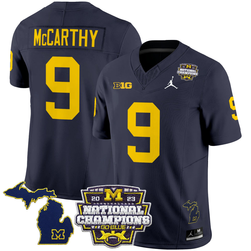 Men's Michigan Wolverines 2023 National Champions Patch Vapor Jersey V6 - All Stitched