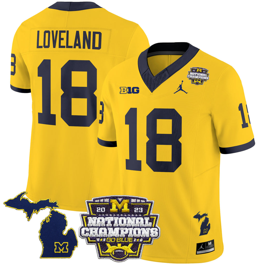 Men's Michigan Wolverines 2023 National Champions Patch Vapor Jersey V6 - All Stitched