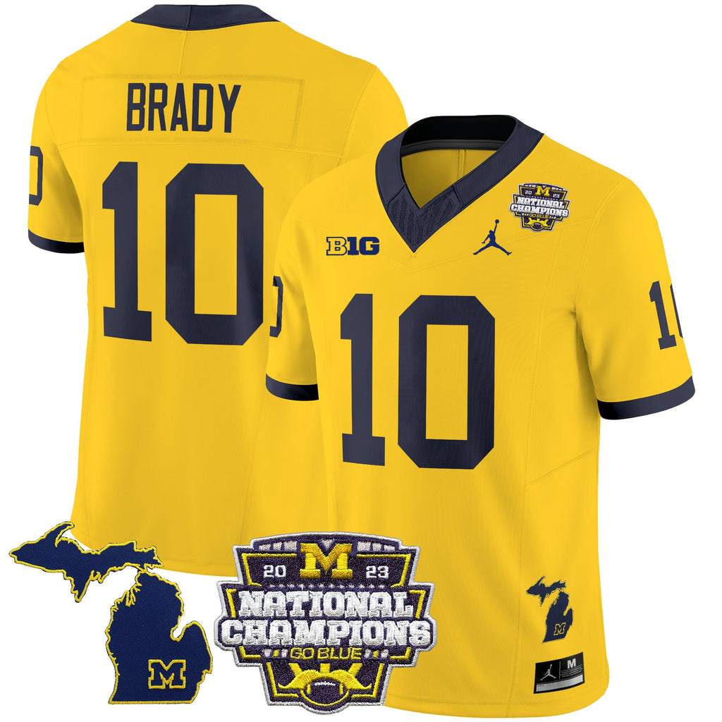 Men's Michigan Wolverines 2023 National Champions Patch Vapor Jersey V6 - All Stitched