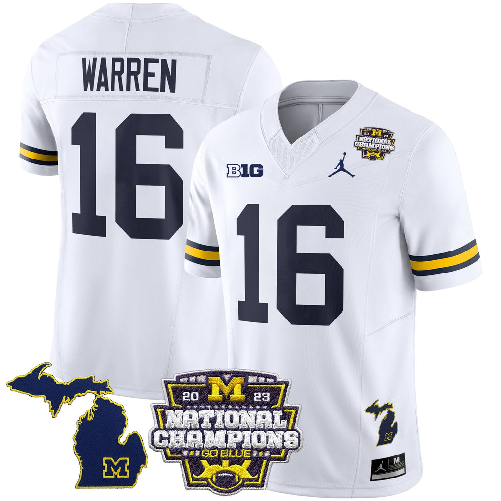 Men's Michigan Wolverines 2023 National Champions Patch Vapor Jersey V6 - All Stitched