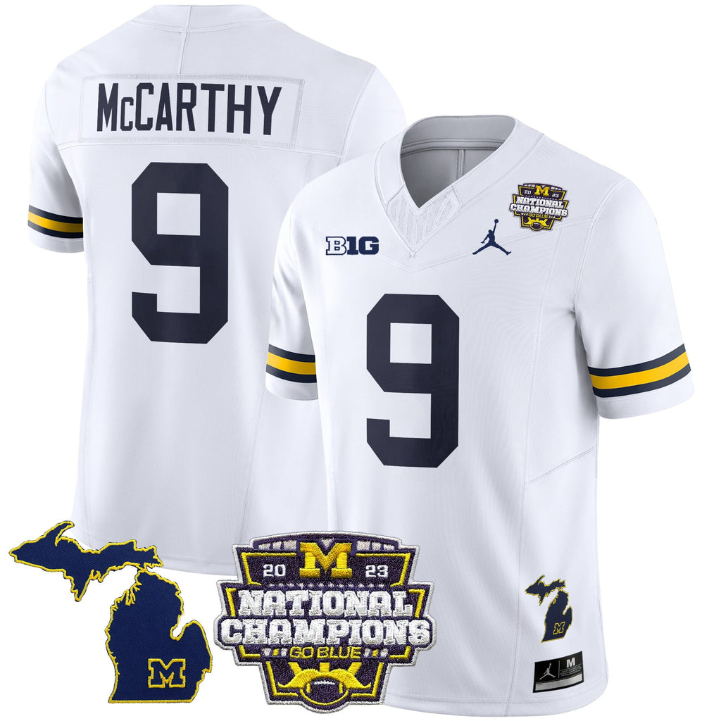 Men's Michigan Wolverines 2023 National Champions Patch Vapor Jersey V6 - All Stitched
