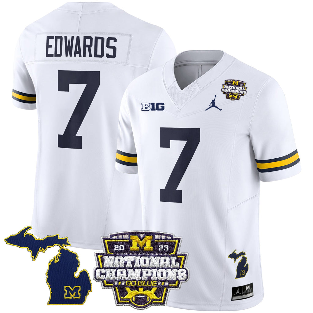 Men's Michigan Wolverines 2023 National Champions Patch Vapor Jersey V6 - All Stitched