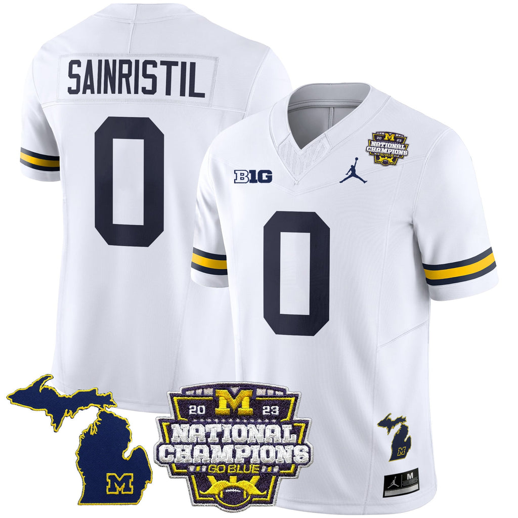 Men's Michigan Wolverines 2023 National Champions Patch Vapor Jersey V6 - All Stitched