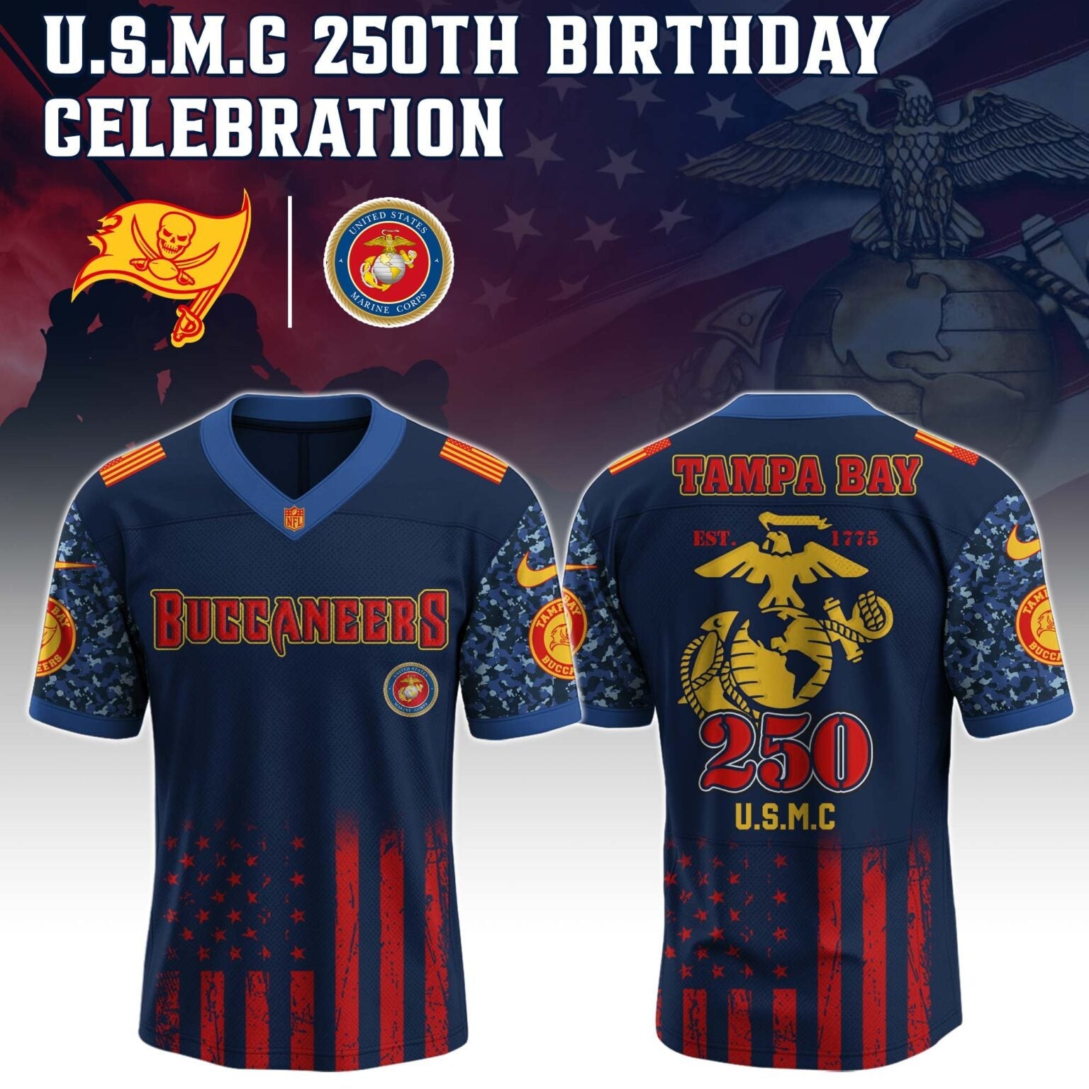 Tampa Bay Buccaneers NFL x U.S.M.C 250TH Birthday Special Edition Jersey